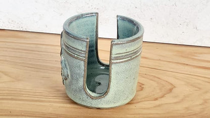 Fleur De Lis Sponge Holder for Sink White French Country Farmhouse Decor Compact Handmade Drain Rack (Green)