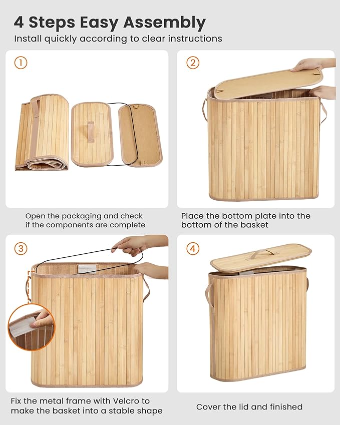Bamboo Toilet Paper Storage Basket with Lid & Handle - 32L Large Capacity Handwoven Bathroom Organizer for 16 Rolls - Sturdy Stand Holder for Toilet Paper Organization, Natural