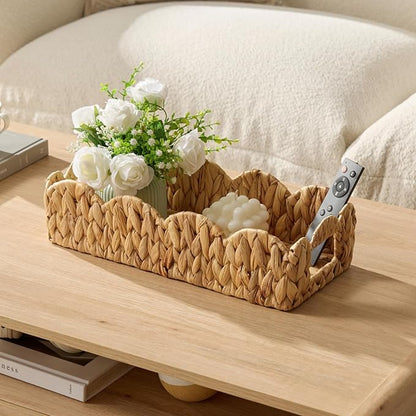 YANGQIHOME Toilet Paper Basket, Water Hyacinth Toilet Tank Basket for Storage, Scalloped Baskets for Bathroom Decor Bedroom Nursery Room Kitchen