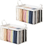 Large Heavy-Duty Thick Plastic Clear Storage Bag for Clothes - Foldable Clear Storage Tote with Reinforced Handles & Zipper for Moving, Dorm, Closet & Underbed Organization (White,2pcs)