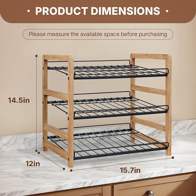DGWJSU Can Organizer for Pantry 3-Tier, Can Storage Organizer Pantry, Soda Can Organizer, Holds up to 36 Cans Holders for Pantry, Cabinet, Countertop, Carbonized Brown
