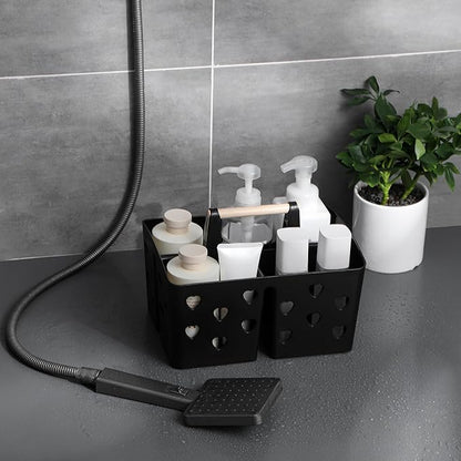 Anyoifax Portable Shower Caddy Plastic Shower Basket Organizer Divided Bathroom Caddy Storage Cleanning Caddy Tote with Handle for College, Dorm Room, Kitchen, Black
