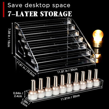 Jetec 1 Pcs 7 Tiers Style Acrylic Card Display Stand Sunglasses Organizer Nail Polish Holder Versatile Display for Trading Cards Greeting Card Stand Essential Oils Cosmetic Eyewear Rack
