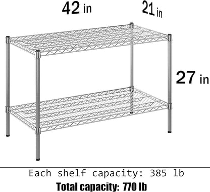 21" Deep x 42" Wide x 27" Height Wire Shelving Kit | 2-Tier | NSF Commercial Storage Rack Unit