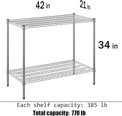 21" Deep x 42" Wide x 34" Height Wire Shelving Kit | 2-Tier | NSF Commercial Storage Rack Unit