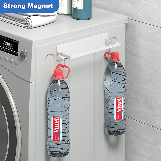 Magnetic Hanger Organizer, Thipoten Hangers Holder for Washing Machine, Holding up to 30 Velvet/Wire/Plastic Hangers, Perfect Space Saver for Laundry Room (1, White)