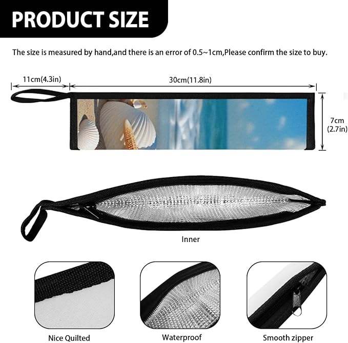 Sandbeach Starfish Print Reusable Travel Tableware Carrying Bag Storage Case Cutlery Flatware Organziers for Straw Spoon Fork Chopsticks Portable Utensil Holder