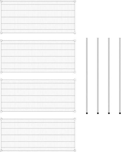 Commercial NSF Listed Chrome Stationary Wire Shelving Kit 24" x 54" x 54", with 4 Shelves Perfect for Warehouse, Walk-in Refrigerator, Freezer, Grocery Store, Restaurant, Dishroom