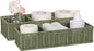 Toilet Paper Basket Decor: Sage Green Water-Resistant Organizer - 3-Section Basket Set | Modern Minimalist Storage 2-Pack
