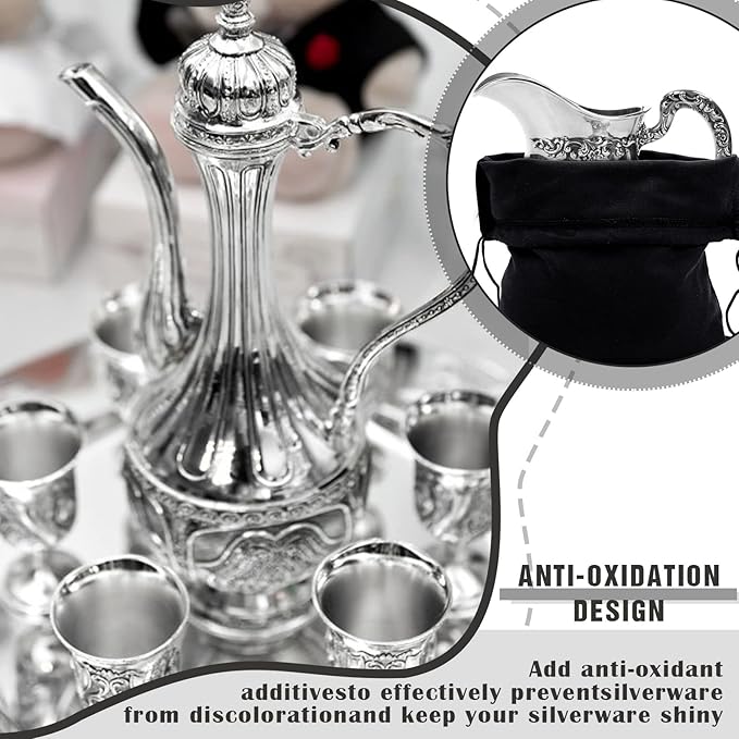 Fumete 8 Pcs Silver Storage Bags Anti Tarnish Storage Bags 18" x 18" 9" x 11.8" Silver Protector for Jewelry Silverware Protection Resistant Tarnish for Silverware Flatware(Black)