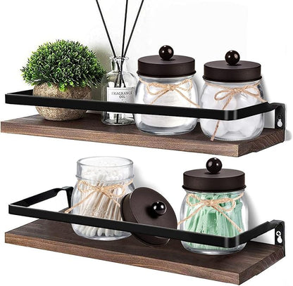 SheeChung 6 Pack Qtip Holders with Labels, Bathroom Organizers and Storage, Bathroom Decor, Apothecary Jars with Lids, Small Mason Jars for Qtips, Cottons, Floss, Balls, Cotton Swabs-Bronze