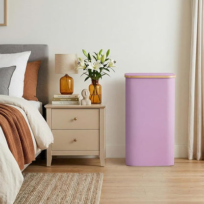 Lifewit 100L Laundry Basket with Lid, Clothes Hampers for Laundry with Bamboo Handles and 1 Removable Bag, Large Foldable Laundry Hamper for Bedroom, Bathroom, Dorm, Laundry Room, Purple
