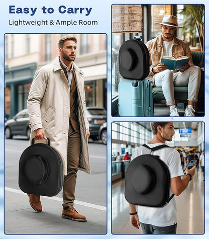 Hat Case for Cowboy Travel Extra Large, Waterproof Hard Box Can Storage for Fedora Panama Tweed Cap Holder Organizer Carrier with Adjustable Carry Strap, Men's Western Gifts, Large Red Interior