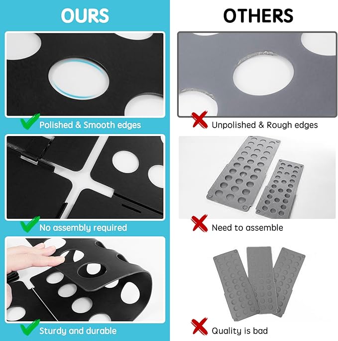 T Shirt Folding Board Laundry Organizer Durable Tool T Shirt Clothes Folder Plastic Easy and Fast Folding Board for Kid Children and Adult to Fold Clothes Black