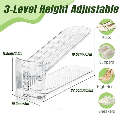 24 Pack Shoe Slots Organizer for Closet, Adjustable Shoe Stackers for a Pair of Shoes Rack Storage Shoe Space Saver 50% Shelf Display Holder for Closet