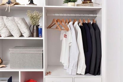 Quality Wooden Hangers - Slightly Curved Hanger Set - Solid Wood Coat Hangers with Stylish Chrome Hooks - Heavy-Duty Clothes, Jacket, Shirt, Pants, Suit Hangers (Natural, 10)
