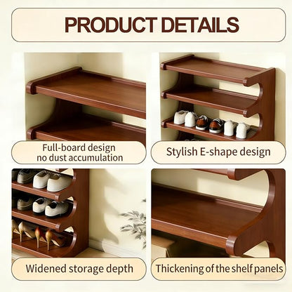 39" Bamboo Shoe Rack - Vertical Shoe Organizer Rack for Small Space, Narrow Shoe Tower for Closet, Entryway, Corner, Tall Shoe Shelf with Removable Shelves, Flexible Storage Shelf for Saving Space