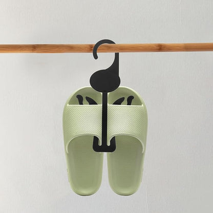 Veemoon Plastic Slippers Display Hanger 20Pcs Shoes Slippers Drying Hanging Rack Shoe Organizer with Double Hooks Shoe Drying Shelf Hangers for Home Shoe Store Black