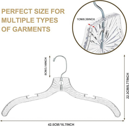 Quality Clear Plastic Hangers 96 Pack - Crystal Cut for Shirts, Suits, Coats, Dresses Hangers, Heavy Duty & Nonslip Design with Swivel Hook, 17 inches