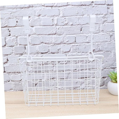 Cabilock White Hanging Rack Cabinet Basket Over Door Organizer for Kitchen Bathroom Office Rust Resistant Storage Holder with High Temperature Coating Easy Installation and Space Saving