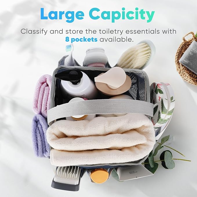 EUDELE Mesh Shower Caddy Portable for College Dorm Room Essentials,Shower Caddy Dorm with 8-Pocket Large Capacity for Beach,Swimming,Gym,Travel essentials