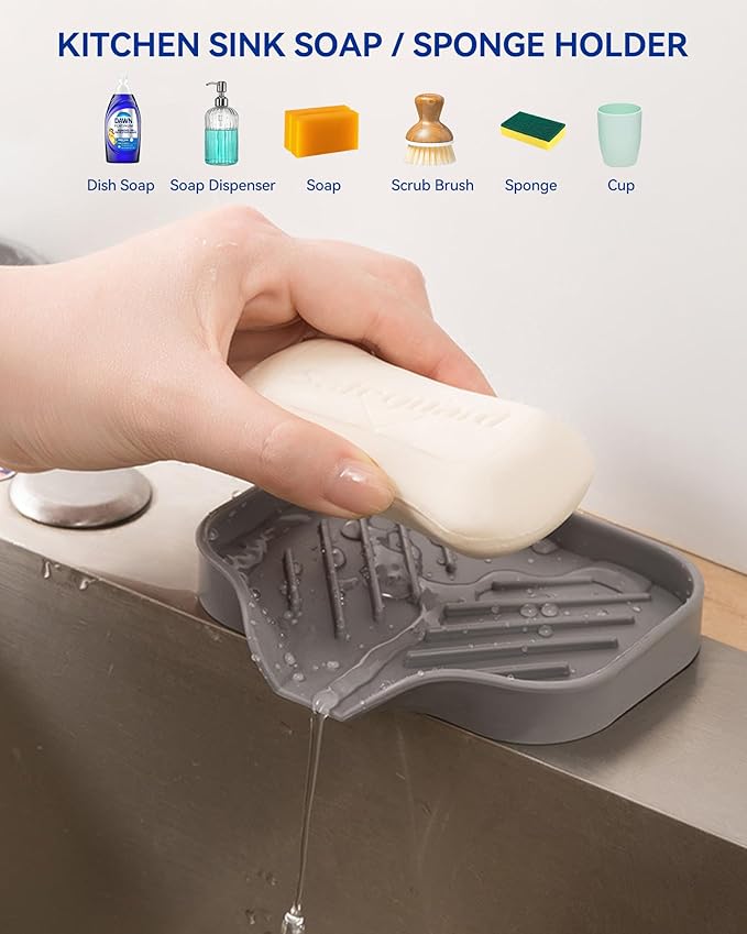 PEISAINOX Travel Soap Case, Leakproof Soap Container with Lid, Portable Bar Soap Holder for Traveling, Soap Dishe for Bathroom, Shower, Gym, School, Camping, Vacation, Outdoor (Green&Gray)