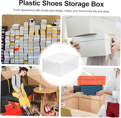 Ciieeo 6 Pcs Sturdy Plastic Shoe Storage Box Lid Drawer Type Organizer for Home Use Dustproof and Stackable Shoe Container