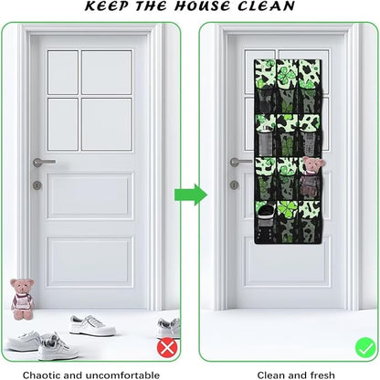 Green Leaves Leopard Over The Door Hanging Organizer Storage Closet for Spices, Utensils, Snacks for Kitchen, Office, Dorm Rooms