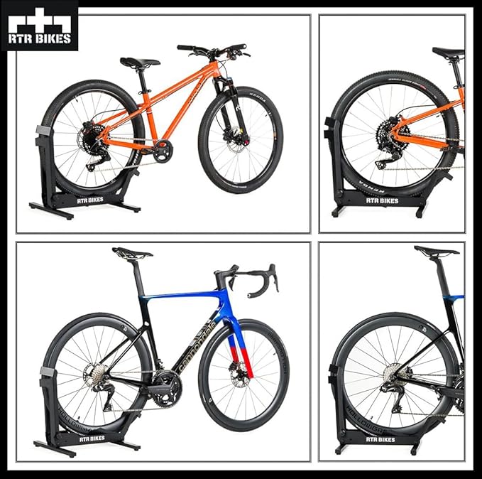 RTR BIKES Brutus Professional Bike Floor Stand – Heavy Duty Steel Rack for E-Bikes & MTB up to 66 lbs (30kg) – Fits 26-29" Wheels & Tires up to 2.8" – Garage Storage & Wash