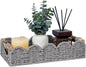 CubesLand Bathroom Basket Organizer w/Cut Out Handle, Back of Toilet Paper Storage Baskets for Bathroom Countertop Decorative, Small Scalloped Wicker Basket Also for Home Decor, Living Room, Grey