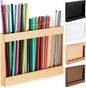 Qinyoung Wooden Straw Holder for Cabinet Door with Double Sided Adhesive Tape Tumbler Straw Organizer for Cupboard Reusable Tumbler Storage Container for Kitchen Counter(Wood Color)