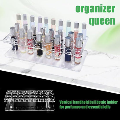 Rollerball Perfume Organizer, Beauty Scent Holder, 36 Space Clear Acrylic Perfume Organizer consists of 16 large sizes and 20 small sizes Tall Scented Oil Storage Display Case