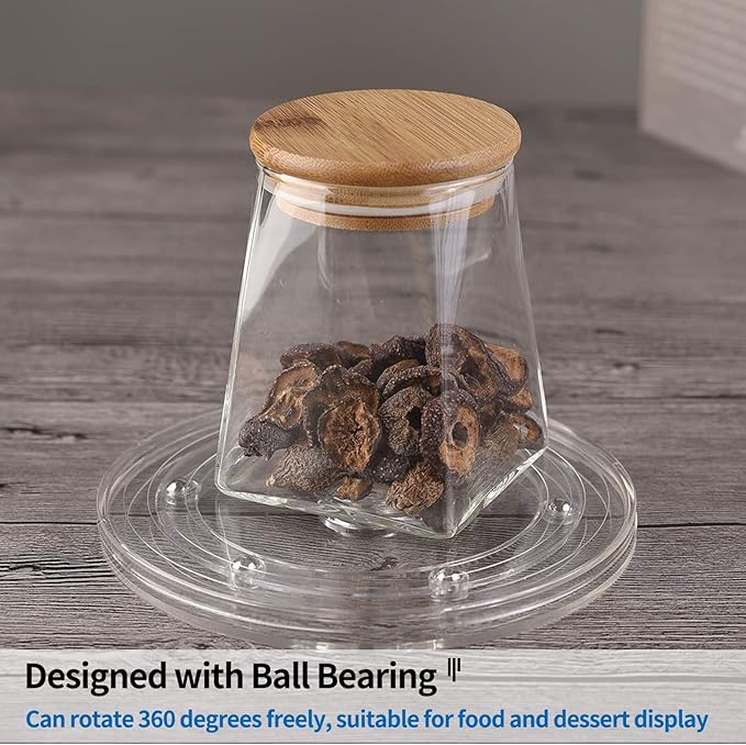 Bivethoi 2 Pack Mini Turntable Organizer, Clear Rotating Tray, Acrylic Ball Bearing Plate for Kitchen, Spice Rack, TV, Laptop, Monitor