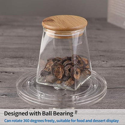 Bivethoi 2 Pack Mini Turntable Organizer, Clear Rotating Tray, Acrylic Ball Bearing Plate for Kitchen, Spice Rack, TV, Laptop, Monitor