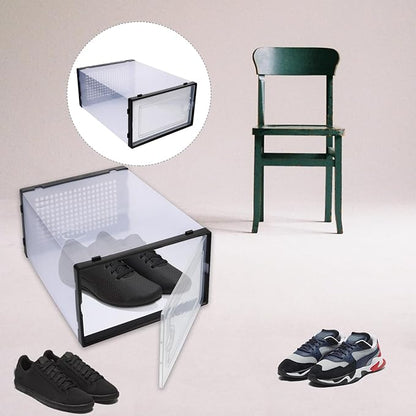 MAGICLULU 2pcs Drawer-style Thickened Plastic Shoe Storage Boxes for Closet Organization, Stackable Simple Shoe Cases for Sneakers and Boots Style