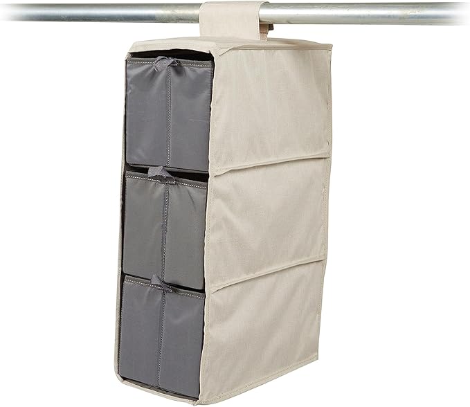 Covermates Keepsakes Hanging Shoe Organizer Set – Heavy Duty Closet Shelves for Shoes, Sweaters, and Accessories – Includes Trays with Dividers – Vertical Wardrobe Storage, Beige Heather