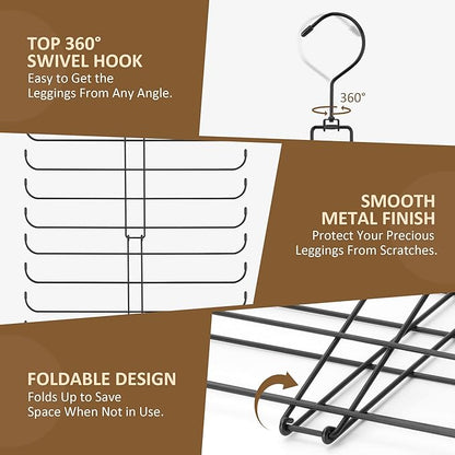 ZEDODIER Legging Organizer for Closet Hanging, Rotatable Yoga Pants Hanger for Women's XS-XL and Girls' Leggings, Holds Up to 20 Pairs Leggings, Space-Saving Closet Organizers and Storage, Black