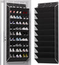 TAHAVICE 10-Tier Large Size Over The Door Shoe Organizer, Holds 30 Pairs Hanging Shoe Rack with Deep Pockets for Closet, Space-Saving Storage for Sneakers, Boots (Black)