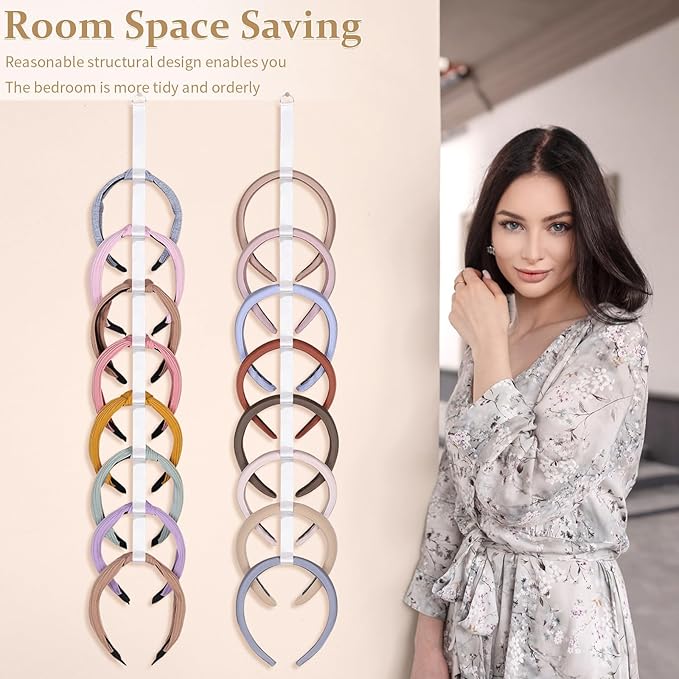 3 PCS Headband Holder Organizer for Girl,Hanging Hairband Storage for Women,Brown Hair Hoop Display Hair Accessories Organizer Bedroom College Dorm Decor (8-shape)