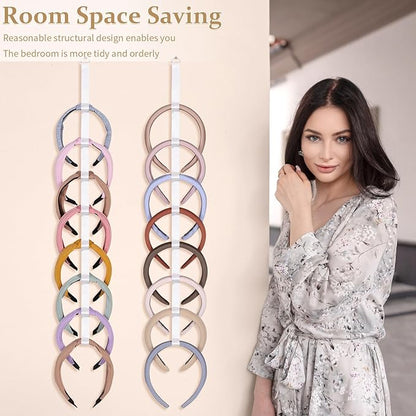 3 PCS Headband Holder Organizer for Girl,Hanging Hairband Storage for Women,Brown Hair Hoop Display Hair Accessories Organizer Bedroom College Dorm Decor (8-shape)