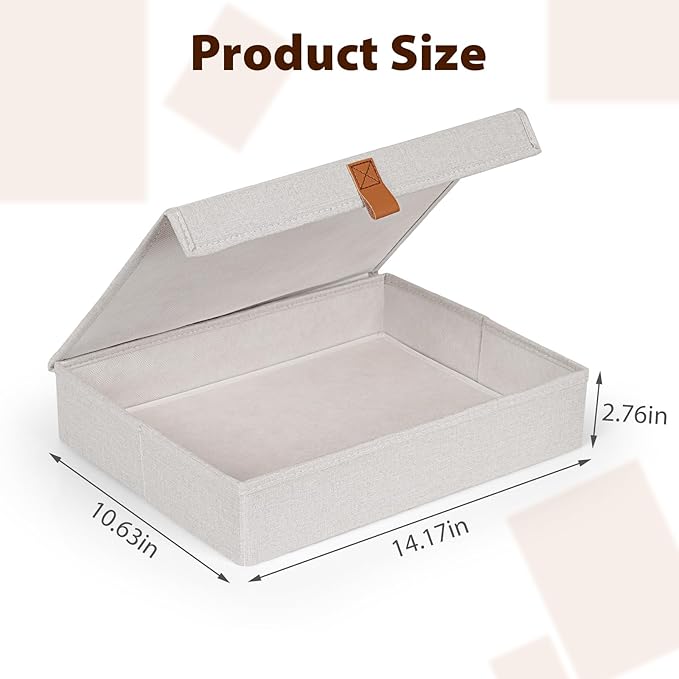 Flenpptly Decorative Photo Storage Box, Photo Boxes Storage with Lids Keepsake Box to Store Pictures, Envelope, Scrapbook Supplies Comes with Business Card Frame to Mark (Large)