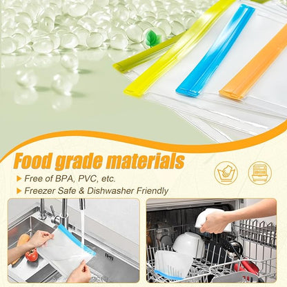 10 Pack Reusable Storage Bags, Dishwasher Safe Reusable Silicone Leak proof Freezer Bag for Food Storage Containers, Lunch, Sandwich, Marinate Meat, Salad Fruit 11'' x 10.6''