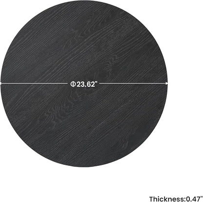 23.6" Sintered Stone Lazy Susan for Table Top- Extra Large Round Lazy Susan Organizer - Kitchen Revolution for Countertop(Black Wood Grain)