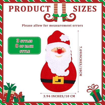 Gisafai 24 Pc Christmas Silverware Holder Pockets Santa Snowman Reindeer Tableware Bags - Cutlery Pouch Bags for Spoon Knife Fork - Xmas Party Dinner Table Dinnerware Supplies