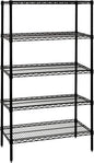Quantum Storage Systems WR86-2454BK-5 Wire Shelving Starter Kit, 54" W x 24" D x 86" H, 600 lbs Capacity, Carbon Steel, Epoxy Coated, Black, NSF