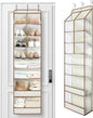 Yecaye Over the Door Shoe Organizer Hanging with Large Pockets, 8 Tier Back of Door Storage for Nursery, Closet and Bathroom, Partition Behind Door Organizers Shelf with Baby Clothes(1 Pack, Beige)