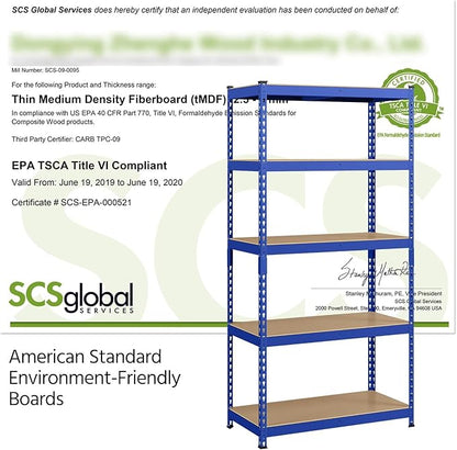 Topeakmart 2PCS 5-Tier Utility Shelves, Metal Storage Shelves Garage Shelving Unit Adjustable Garage Storage Shelves Storage Racks Heavy Duty Shed Shelving- Blue, 35.5 x 17.5 x 72 Inch