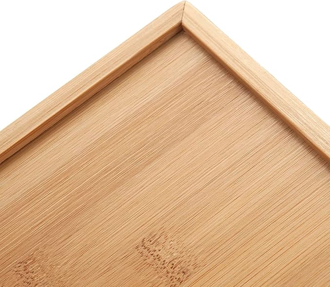 Natural Bamboo Vanity Organizer Set - Wooden Bathroom/Kitchen Countertop Tray, Set of 3