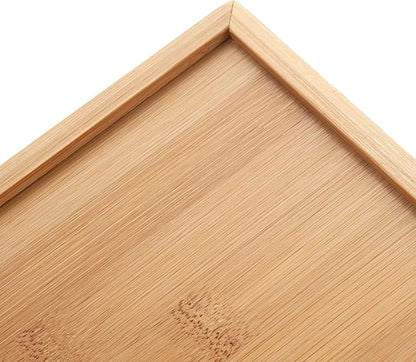 Natural Bamboo Vanity Organizer Set - Wooden Bathroom/Kitchen Countertop Tray, Set of 3