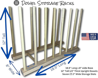 Handmade in USA - Art Storage Rack - Several Sizes Available- Art Canvas Storage (18.5" x 8" With 12" Tall Dowels)